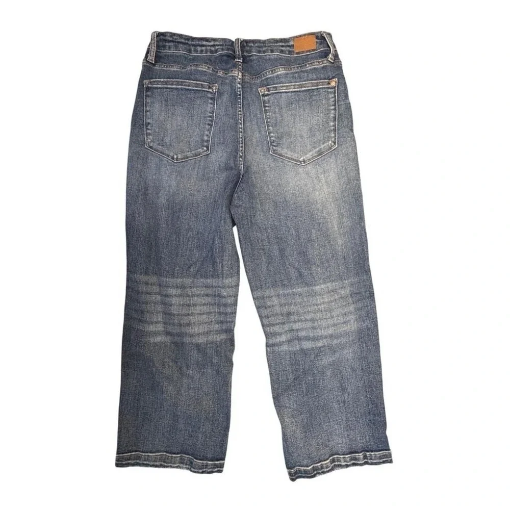 Judy Blue Women's High Waist Cropped Wide Leg Jeans Size 11/30 Medium Blue - Picture 2 of 8